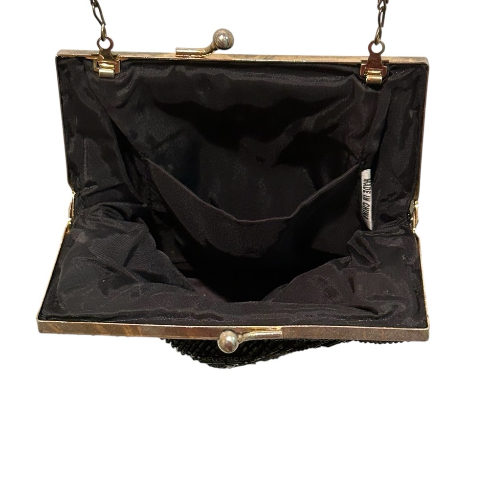 Women’s Vintage Black Beaded Clutch Shoulder Bag Purse Formal Elegant Party - Picture 4 of 10